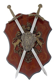Геральдика, щит со львом, 2 меча